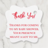 Pink Christmas Dino Girl Baby Shower Thank You フェイバータグ (裏面)