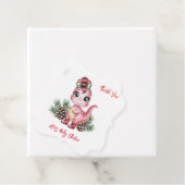 Pink Christmas Dino Girl Baby Shower Thank You フェイバータグ (インサイチュ)