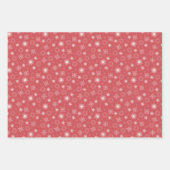 Pink Christmas Forest Village Birds Snowflakes ラッピングペーパーシート (正面3)