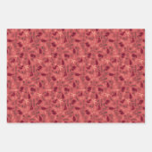 Pink Christmas Forest Village Birds Snowflakes ラッピングペーパーシート (正面2)