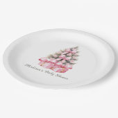 Pink Christmas Gift Baby Shower ペーパープレート (アングル)
