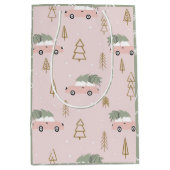 Pink Christmas Gift Bag ミディアムペーパーバッグ (正面)