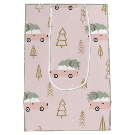 Pink Christmas Gift Bag ミディアムペーパーバッグ