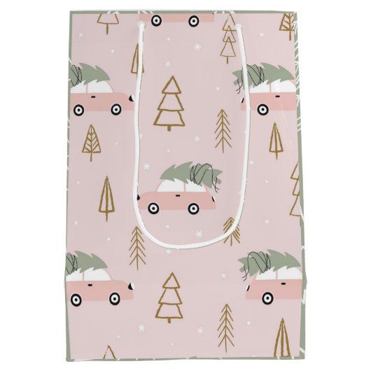 Pink Christmas Gift Bag ミディアムペーパーバッグ (裏面)