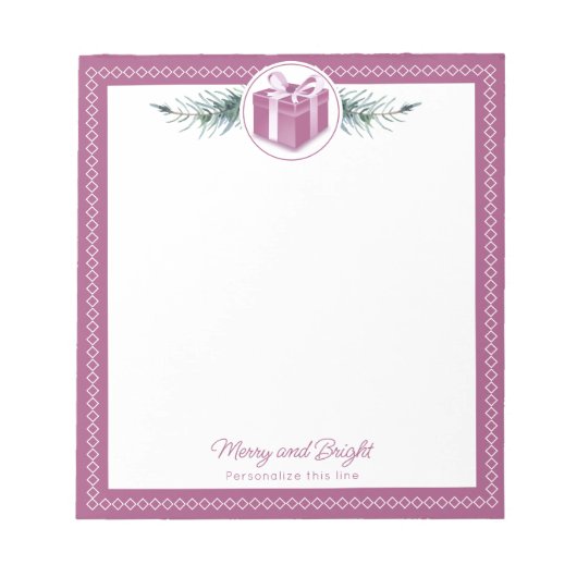 Pink Christmas Gift Personalized ノートパッド (正面)