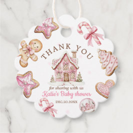 Pink Christmas Gingerbread Cookies Baby Shower  フェイバータグ
