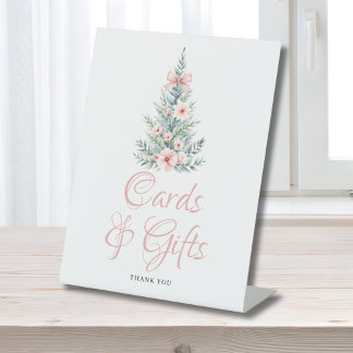 Pink Christmas Girl Baby Shower Cards Gifts 台座サイン