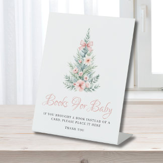 Pink Christmas Girl Books For Baby Shower 台座サイン