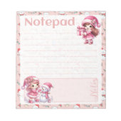 Pink Christmas Girls Snowman Winter Party ノートパッド (正面)