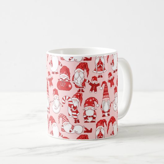 Pink Christmas Gnome & Gingerbread Pattern コーヒーマグカップ (正面右)