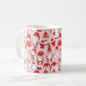 Pink Christmas Gnome & Gingerbread Pattern コーヒーマグカップ (正面左)
