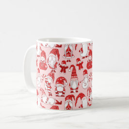 Pink Christmas Gnome & Gingerbread Pattern コーヒーマグカップ