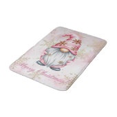 Pink Christmas Gnome Gold Snowflakes バスマット (アングル)