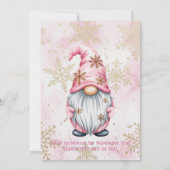 Pink Christmas Gnome Gold Snowflakes Baby Shower 招待状 (裏面)