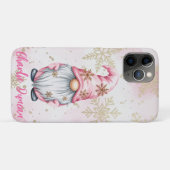 Pink Christmas Gnome Gold Snowflakes Case-Mate iPhoneケース (裏面(横))