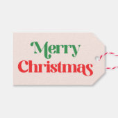 Pink Christmas Green and Red Groovy Modern Retro ギフトタグ (正面(横))