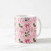 Pink Christmas Holly Bow Mug コーヒーマグカップ (正面右)