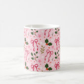 Pink Christmas Holly Bow Mug コーヒーマグカップ (中央)