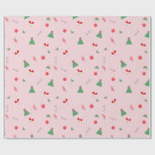 Pink Christmas Icons Mix - Cute Festive Pattern ラッピングペーパー (フラット)