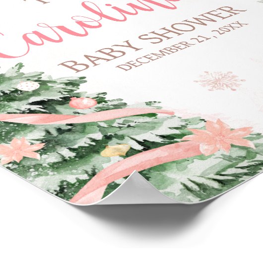 Pink Christmas It's Cold Outside Welcome ポスター (角)