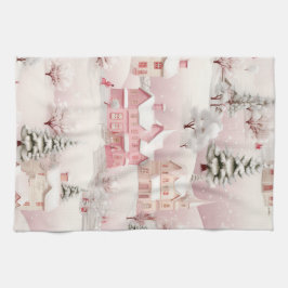 Pink Christmas kitchen towel. キッチンタオル
