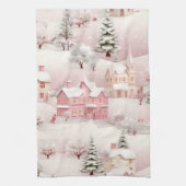 Pink Christmas kitchen towel. キッチンタオル (縦)