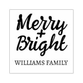 Pink Christmas Merry Bright Family name ラバースタンプ (インプリント)