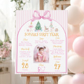 Pink Christmas Nutcracker Birthday Milestone Photo ポスター
