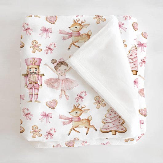 Pink Christmas Nutcracker Fleece Blanket フリースブランケット