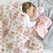 Pink Christmas Nutcracker Fleece Blanket フリースブランケット