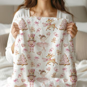 Pink Christmas Nutcracker Fleece Blanket フリースブランケット