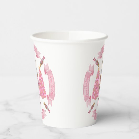 Pink Christmas Nutcracker Paper Cup 紙コップ (左)