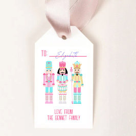 Pink Christmas Nutcracker Pastel Personalized Name ギフトタグ