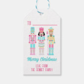 Pink Christmas Nutcracker Pastel Personalized Name ギフトタグ (正面)