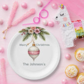 Pink Christmas Ornament ペーパープレート (パーティー)