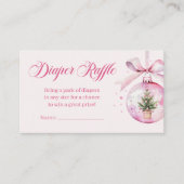 Pink Christmas Ornament Diaper Raffle Baby Shower エンクロージャーカード (正面)