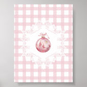 Pink Christmas Ornament Green Gingham Holiday  ポスター (正面)