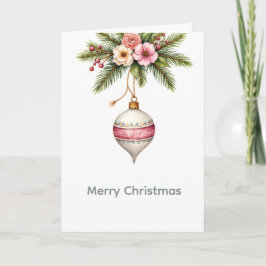 Pink Christmas Ornament Holiday Card シーズンカード
