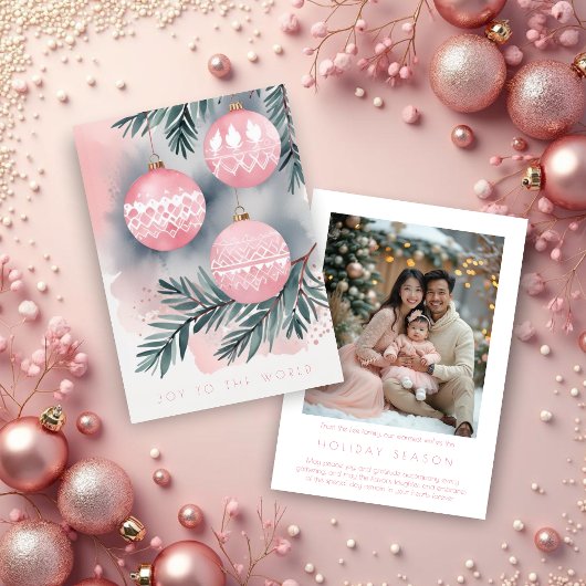 Pink Christmas Ornament Nordic Scandinavian Style  シーズンカード