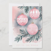Pink Christmas Ornament Nordic Scandinavian Style  シーズンカード (正面)