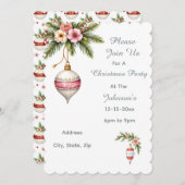 Pink Christmas Ornament Party Invitation (正面/裏面)