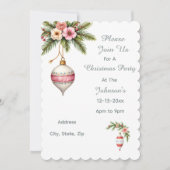 Pink Christmas Ornament Party Invitation (正面)