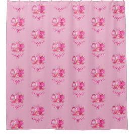 Pink Christmas Ornament Shower Curtain  シャワーカーテン