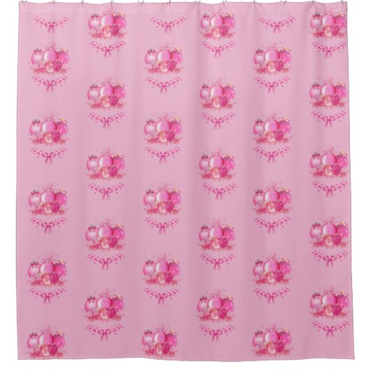 Pink Christmas Ornament Shower Curtain シャワーカーテン (正面)