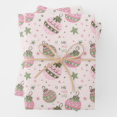 Pink Christmas Ornament Wrapping Paper ラッピングペーパーシート (インサイチュ)