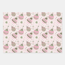 Pink Christmas Ornament Wrapping Paper ラッピングペーパーシート