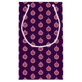 Pink Christmas Ornaments on Purple Modern Holiday スモールペーパーバッグ (裏面)