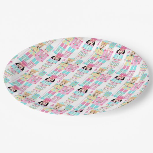 Pink Christmas Paste Nutcracker Ballet Soldiers ペーパープレート (アングル)