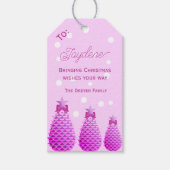 Pink Christmas Pine Cones Personalized ギフトタグ (正面)
