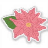 Pink Christmas Poinsettia  シール (正面)